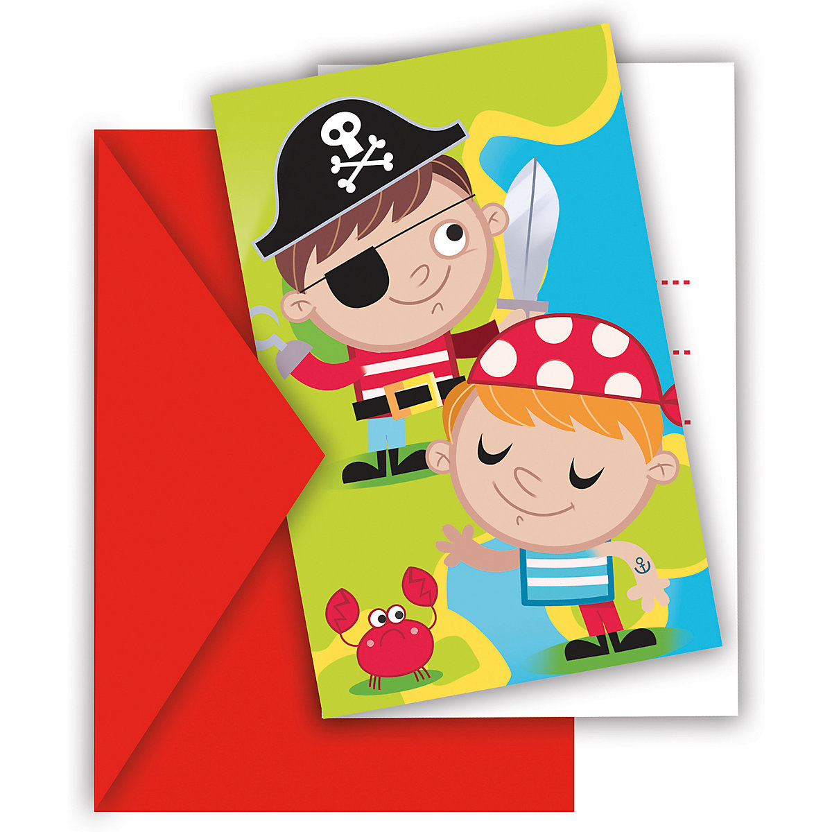 Einladungskarten Pirates Treasure Hunt, 6 Stück inkl. Umschlag