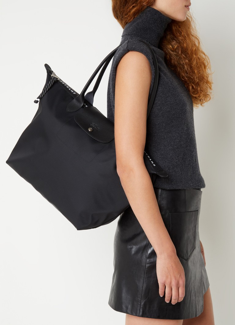 Longchamp Le Pliage Energy -olkalaukku L nahkayksityiskohdilla