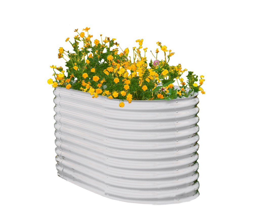 Powertec Garden Stahl Oval Hochbeet - Silber