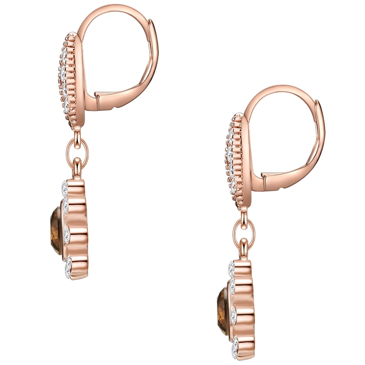 Ohrhänger Blüte Metall-Legierung Glas in Roségold