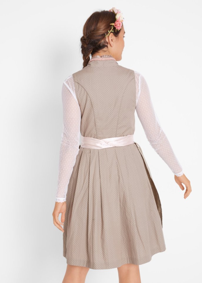 Dirndl mit Stehkragen, knieumspielend (2-tlg. Set)