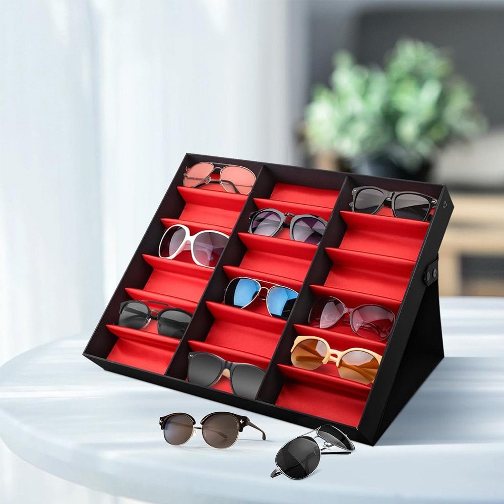 Tian Dee Brillenetui Aufbewahrungsbox für Brillen und Schmuck, Etui für 18 Brillen