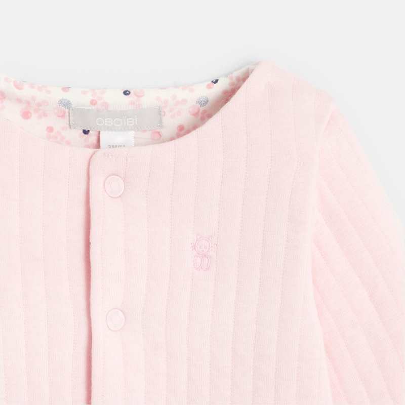 Cardigan en molleton rose naissance