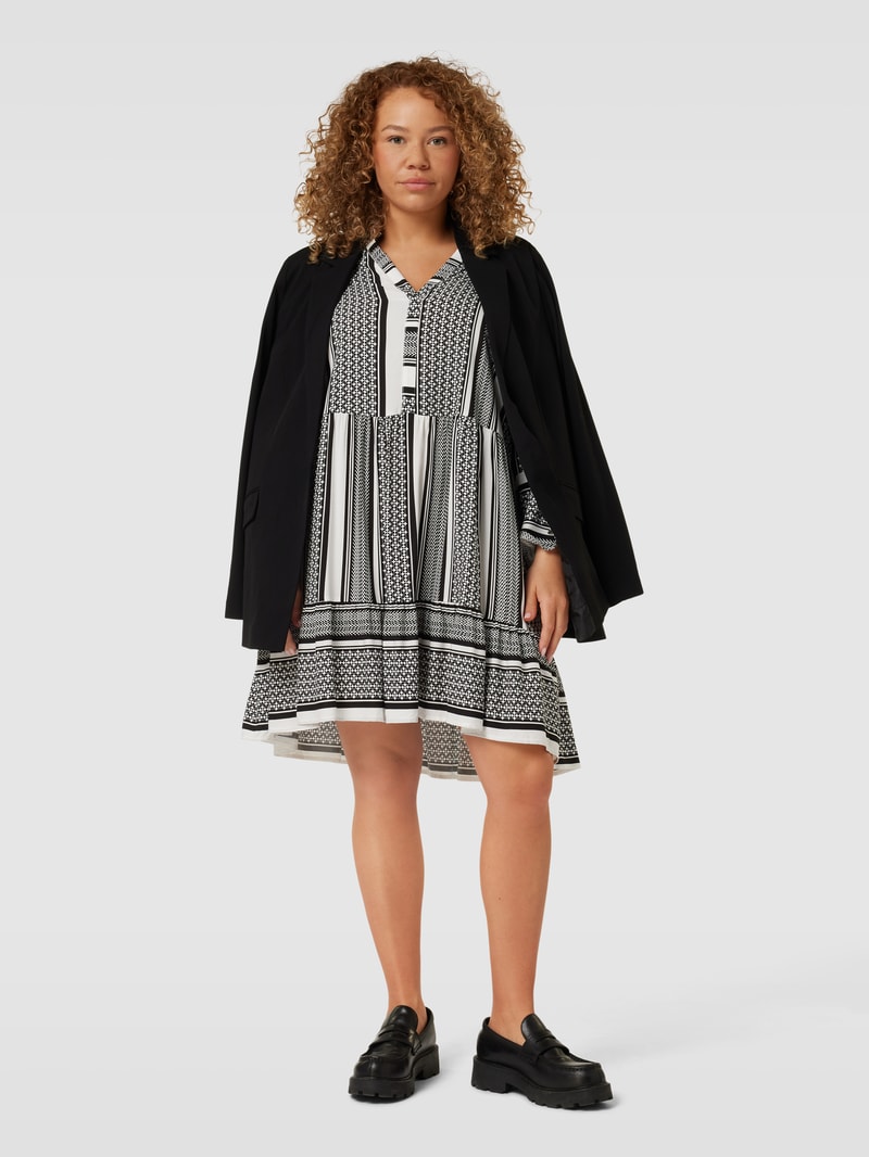PLUS SIZE Tunikakleid mit Allover-Muster Modell 'MARRAKESH' in schwarz