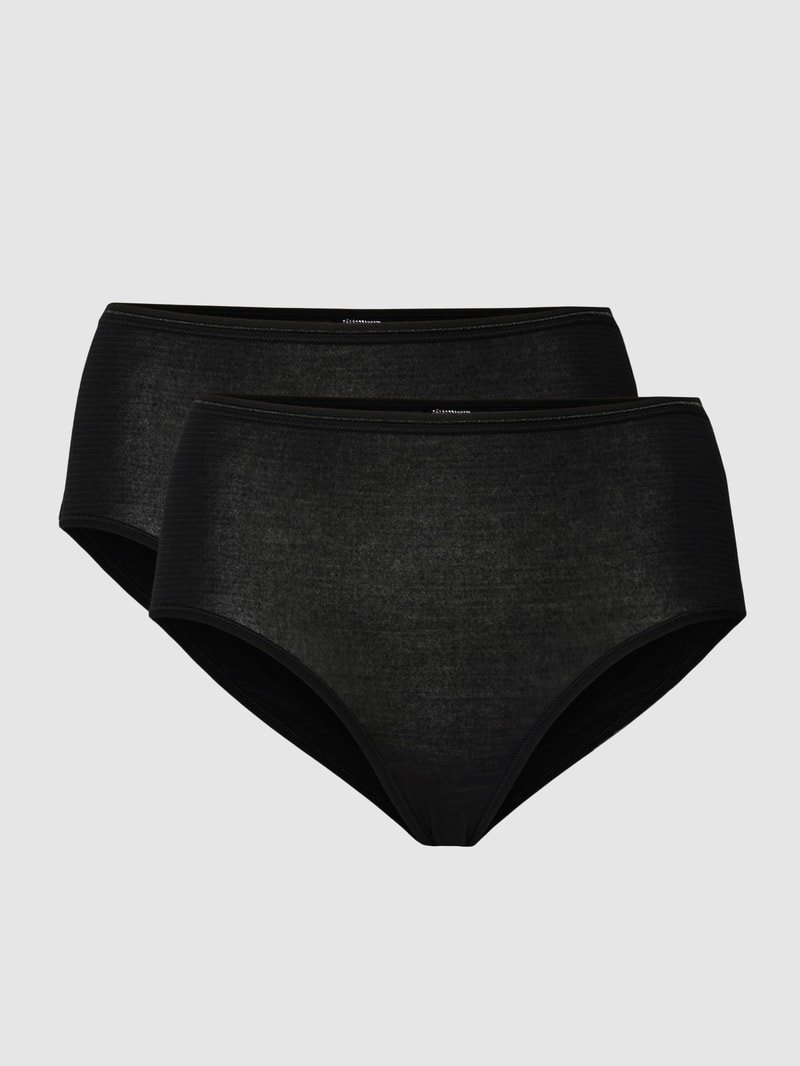 Slip mit Streifenmuster im 2er-Pack Modell 'MODAL ESSENTIALS' in schwarz