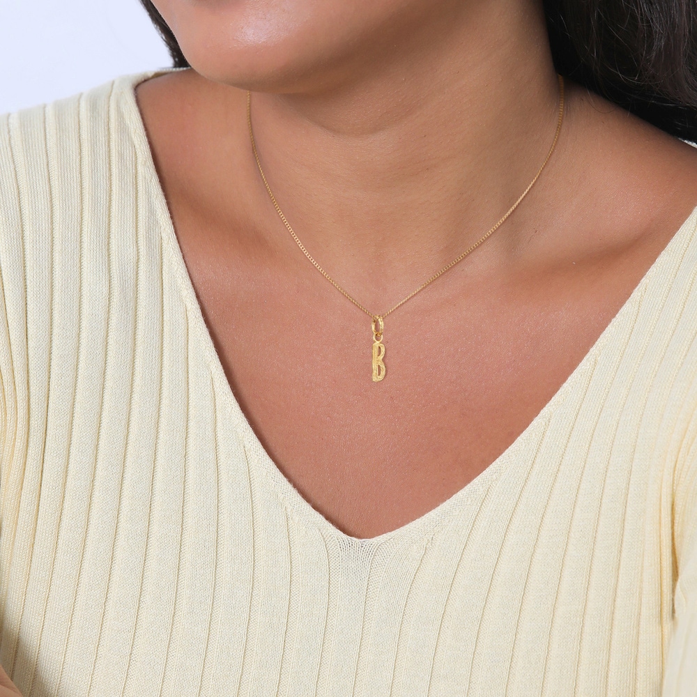 Elli Elli Pendentif Femmes Lettre B Look Organique en argent sterling 925 plaqué or Pendentif
