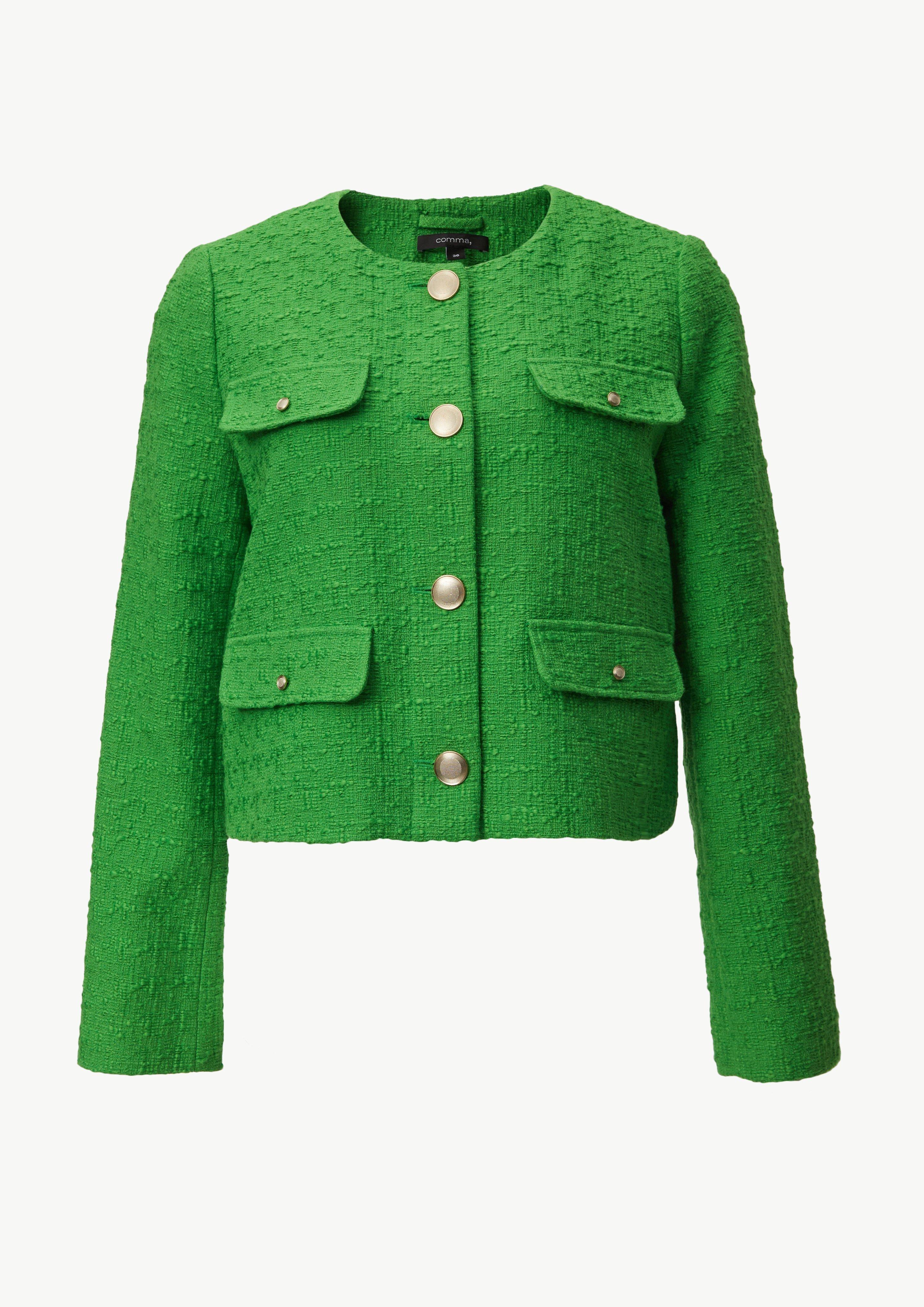 Kurze Bouclé-Jacke aus Baumwolle - hellgrün