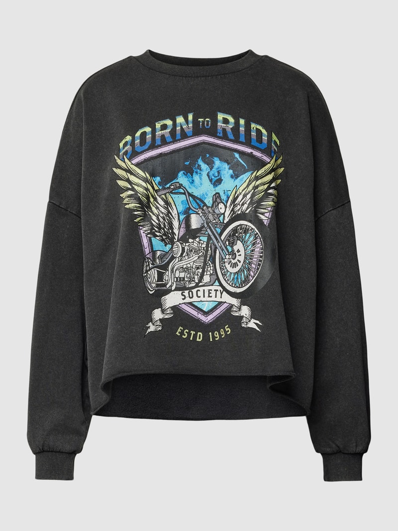 Oversized Sweatshirt mit Motiv-Print Modell 'LUCINDA' in schwarz