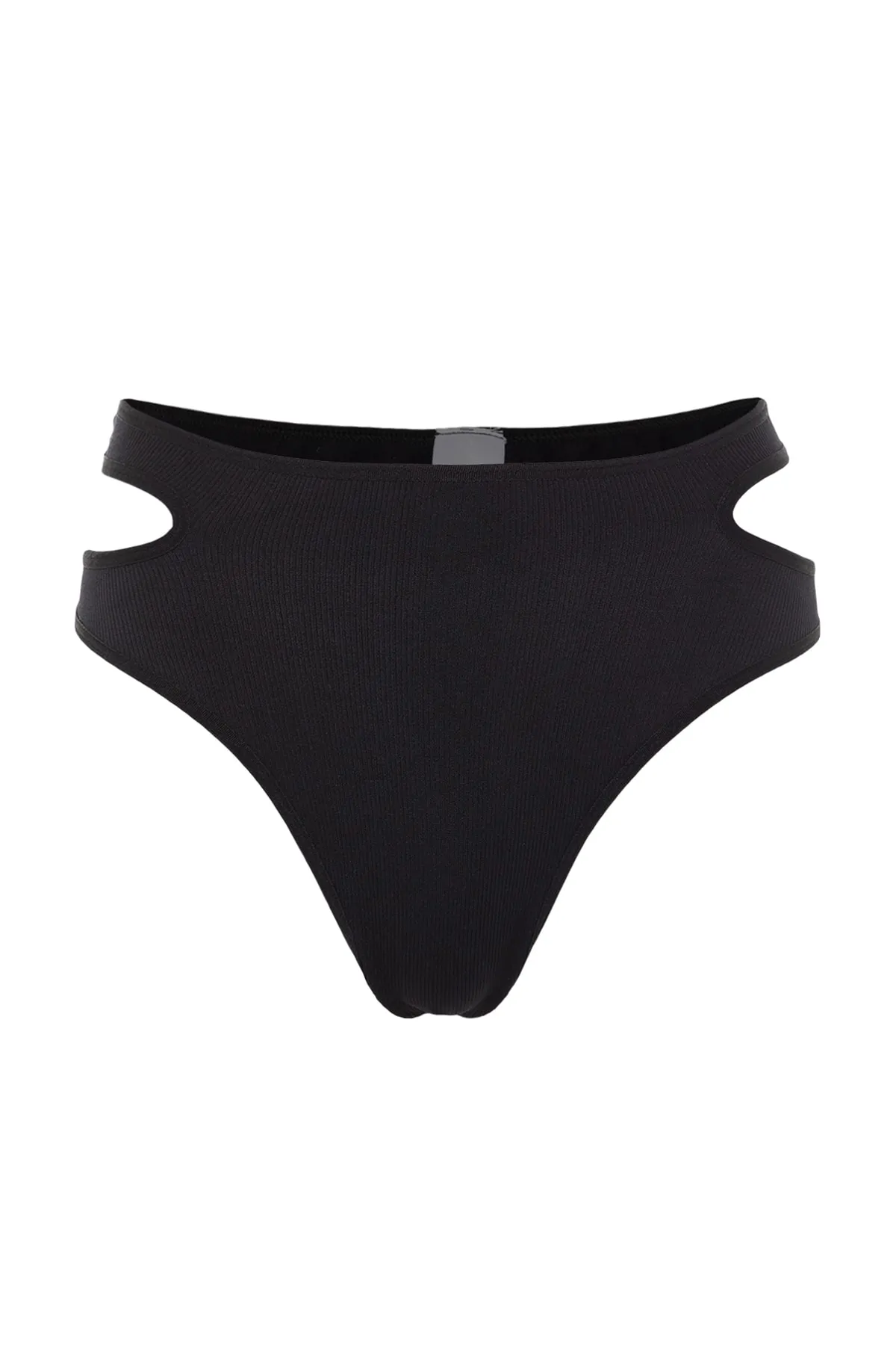 Trendyol Collection  Schwarzes nahtloses/nahtloses Fenster/ausgeschnittenes detailliertes Tanga-Strickhöschen THMSS23KU00028
