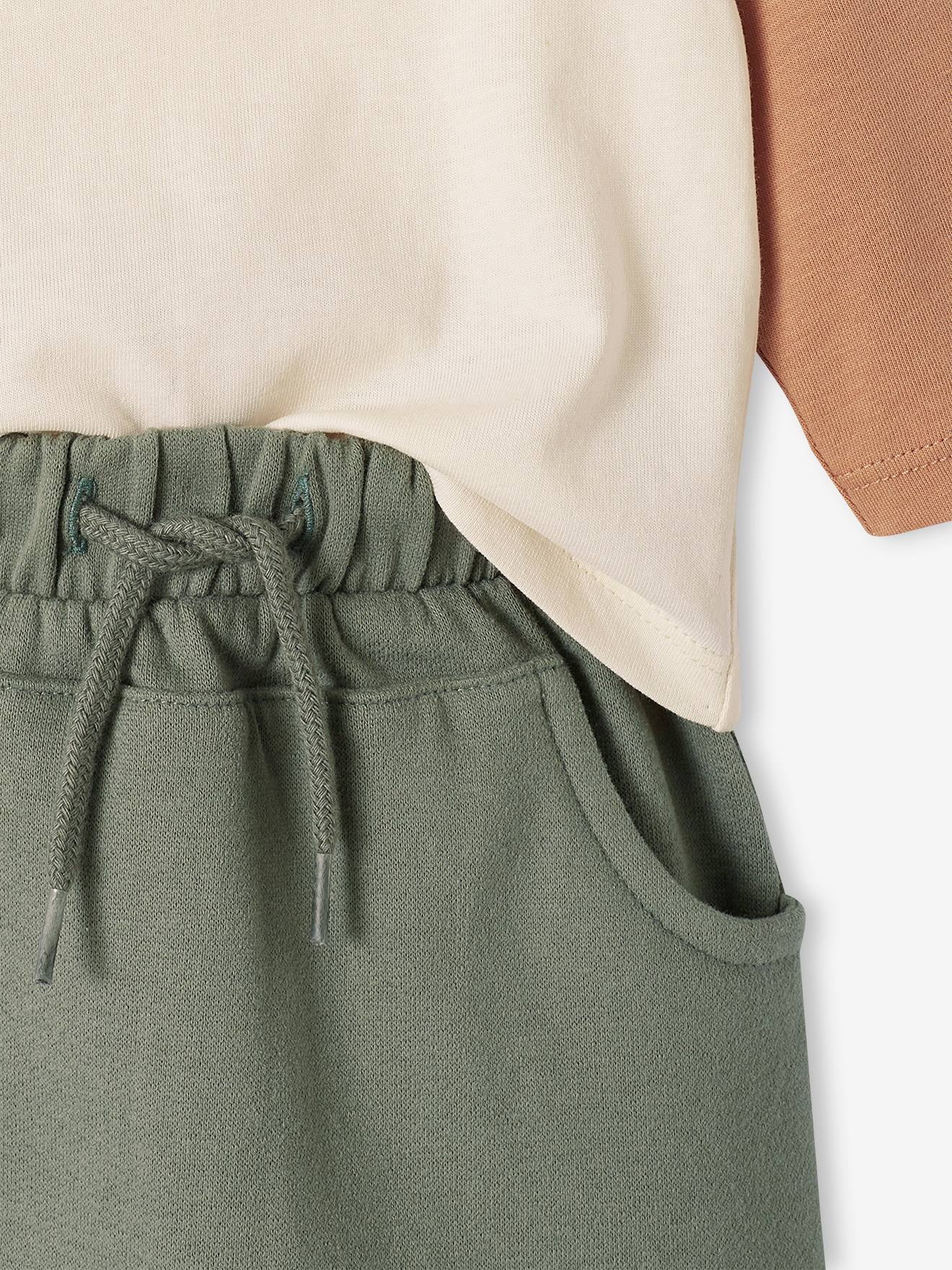 Ensemble bébé : T-shirt à personnaliser + pantalon en molleton vert