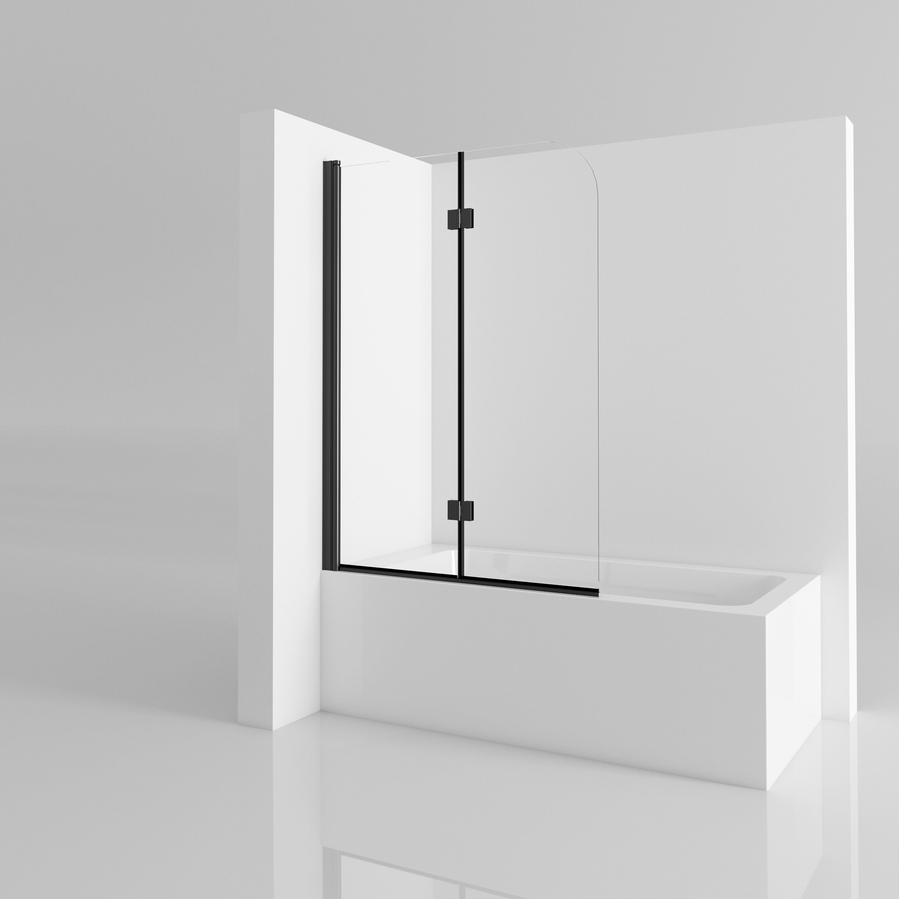 GOEZES Badewannenfaltwand BxH:100x140 110x140 120x140cm Badewannenaufsatz 2 teilig 180° faltbar, 5mm Sicherheitsglas beideseitig Nano, Verstellber Aluprofile, Rechts-und Links montierbar