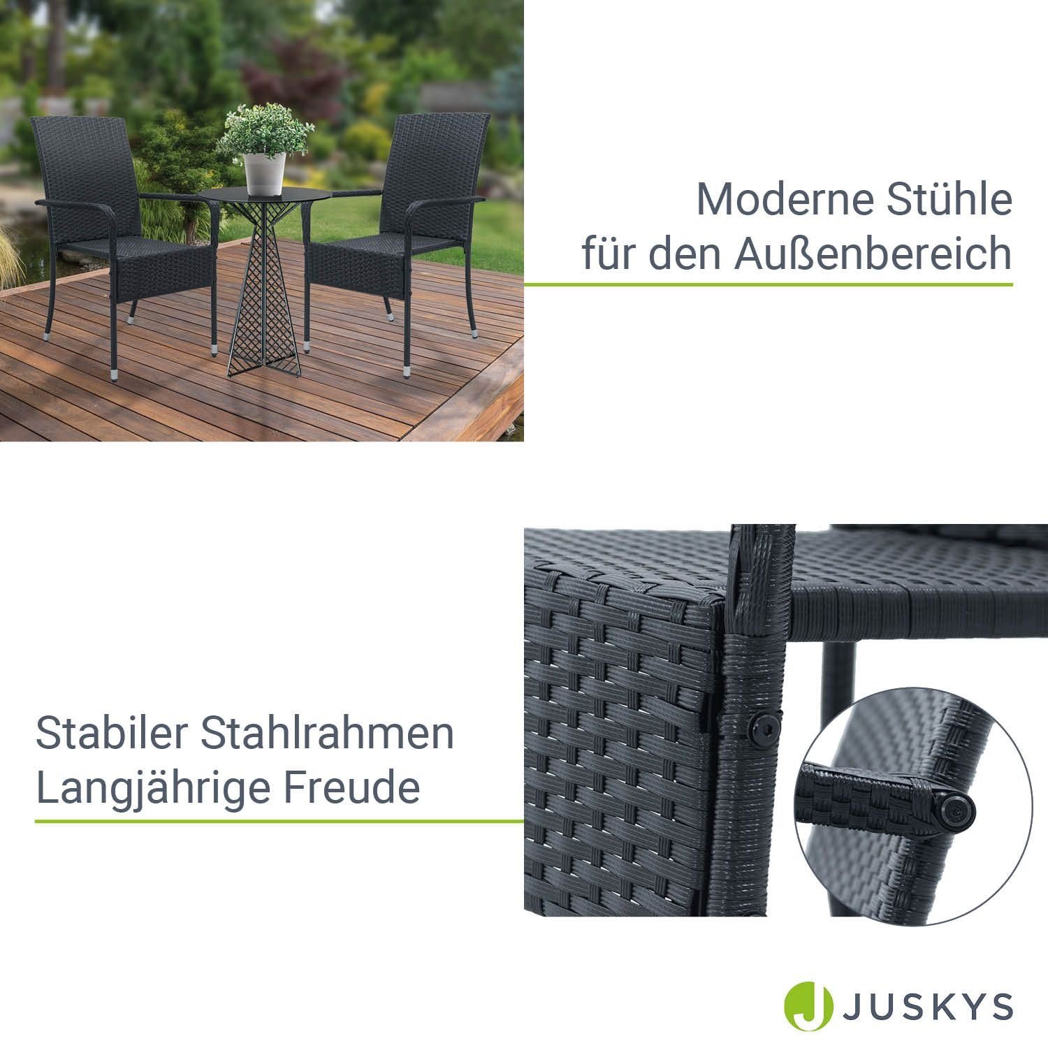 Juskys Gartenstuhl Yoro (2 St), stapelbar, modern, leicht und stabil