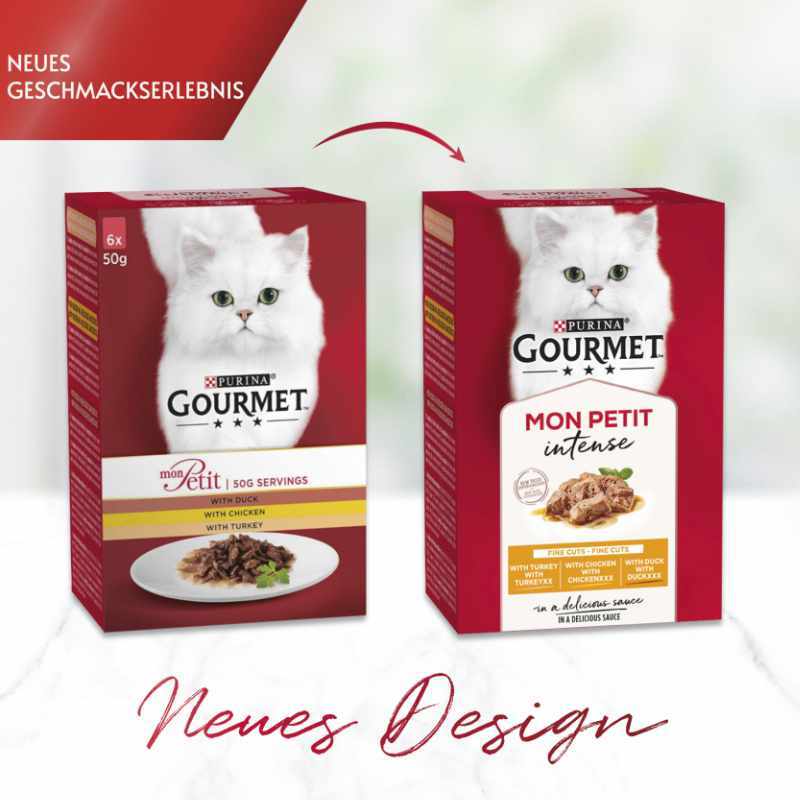GOURMET Nassfutter GOURMET Mon Petit Intense 8x6x50g mit Ente, Huhn, Truthahn