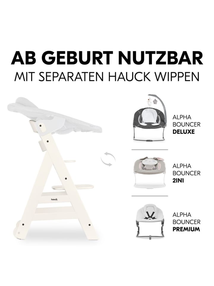 Hauck Hochstuhl Beta Plus White inkl. Essbrett, Sitzkissen in weiss,grau günstig kaufen onesize