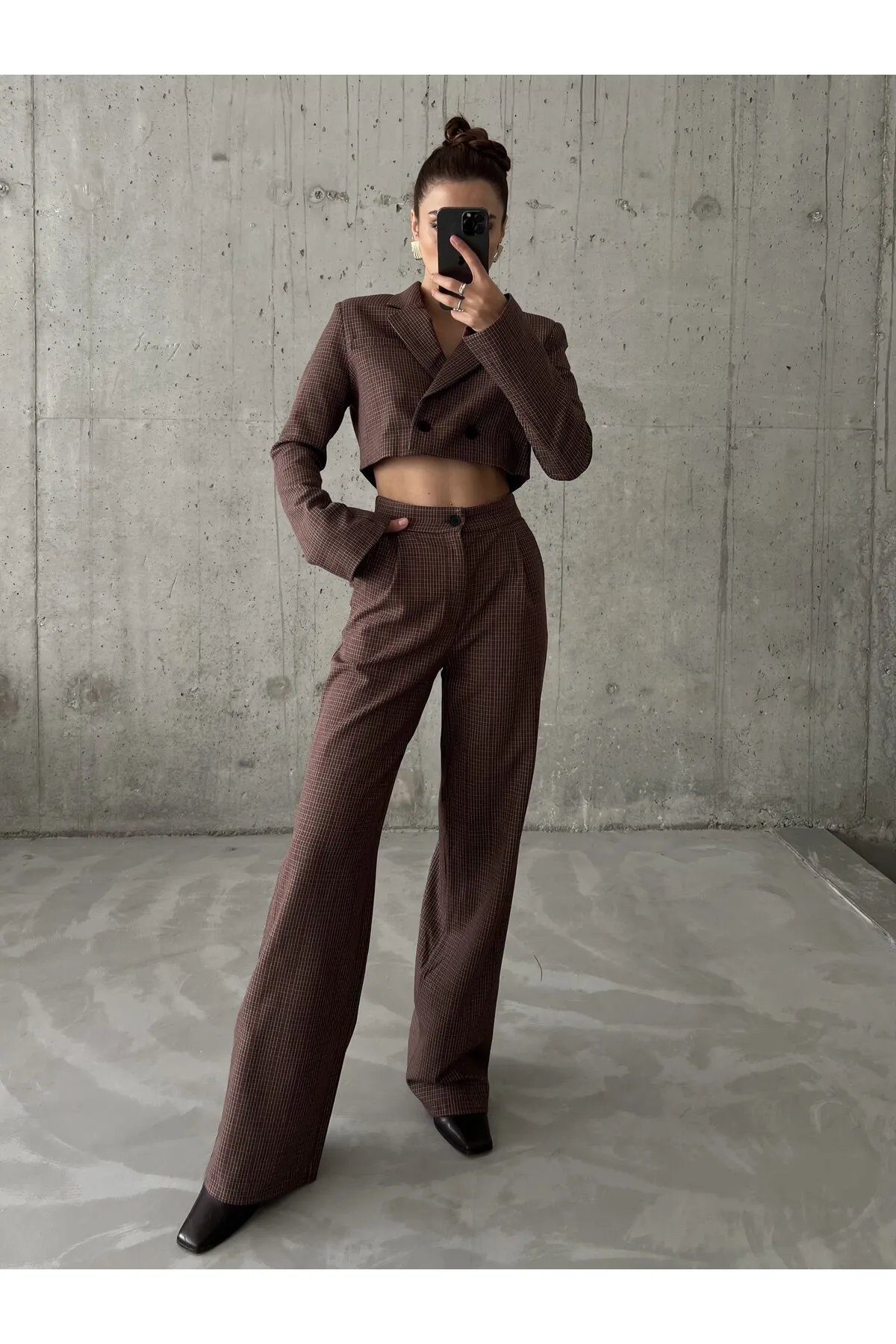Laluvia  Set aus Jacke und Hose in Weinrot mit Karomuster