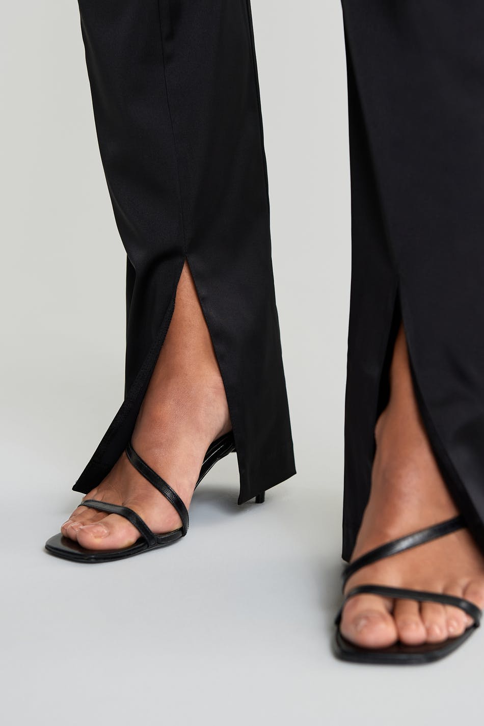 Satin front split trousers