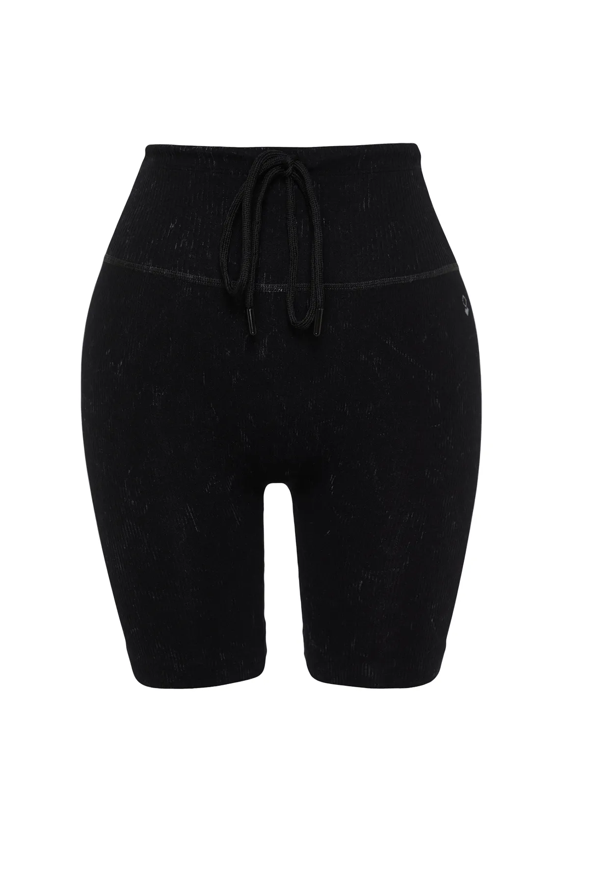 Trendyol Collection  Schwarze nahtlose/nahtlose Reflektor-Druck- und Acid-Wash-Strick-Sportshorts/kurze Leggings THMSS24TY00028