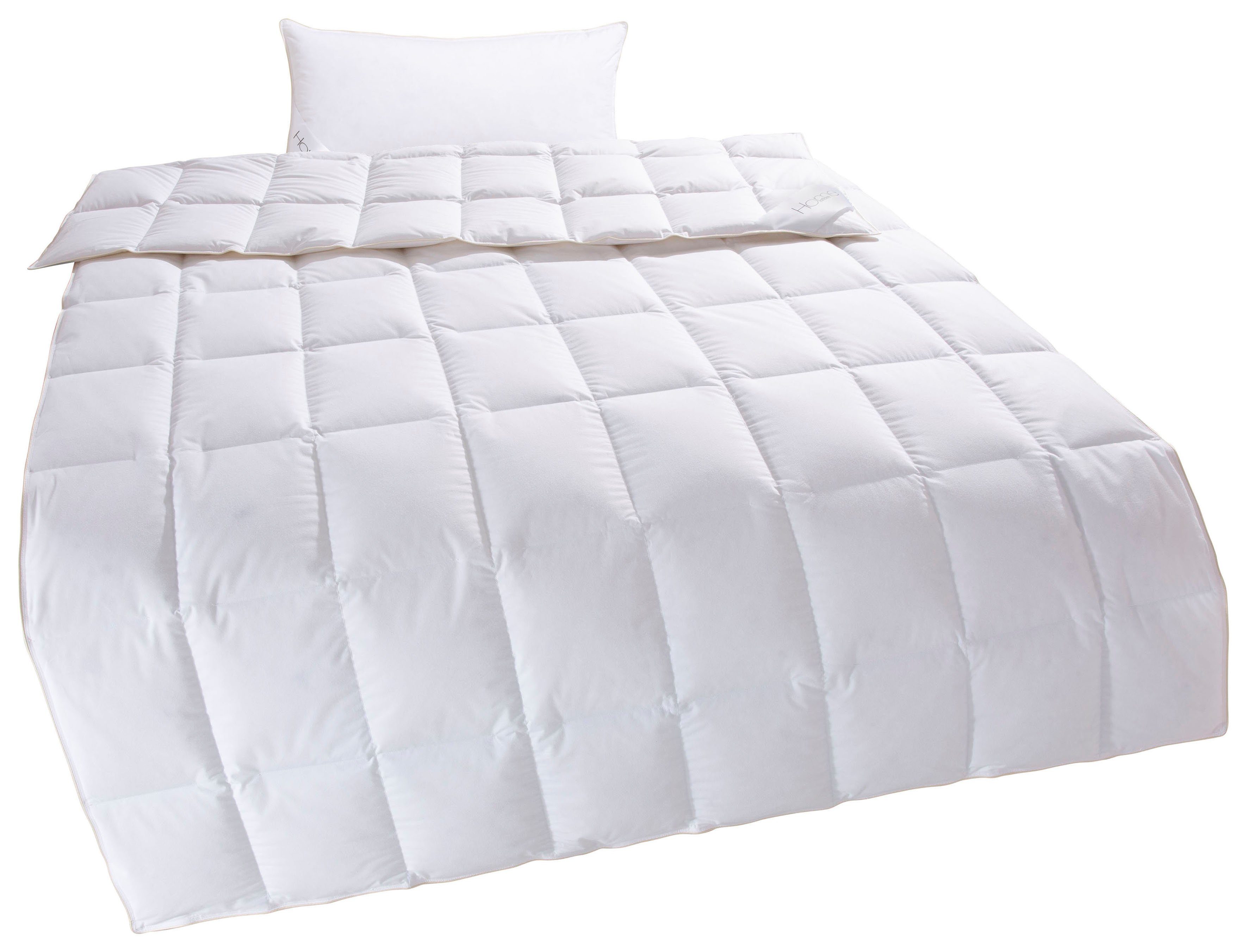 Daunenbettdecke + Kopfkissen, Litrone von Sommer bis Winter das richtige 2-Tlg. Set., Home affaire, Füllung: Gänsedaunen & Gänsefedern, Bettdecke mit Kissen in 40x80 oder 80x80 cm erhältlich!