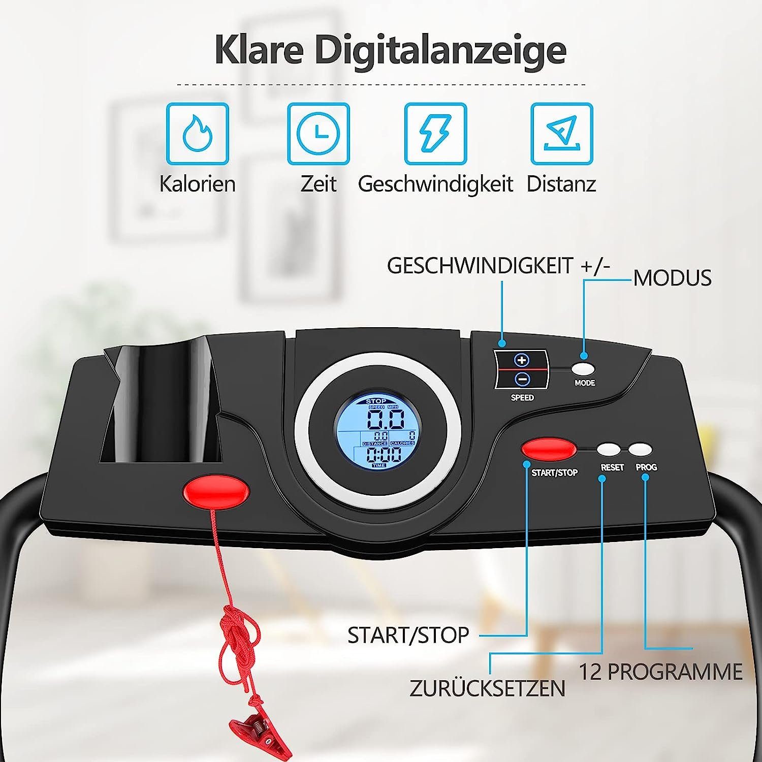 KOMFOTTEU Laufband Fitnessgerät, bis 100 kg, bis 10 km/h