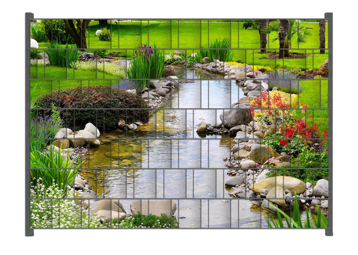 Wallario Sichtschutzstreifen Blumen am Teich