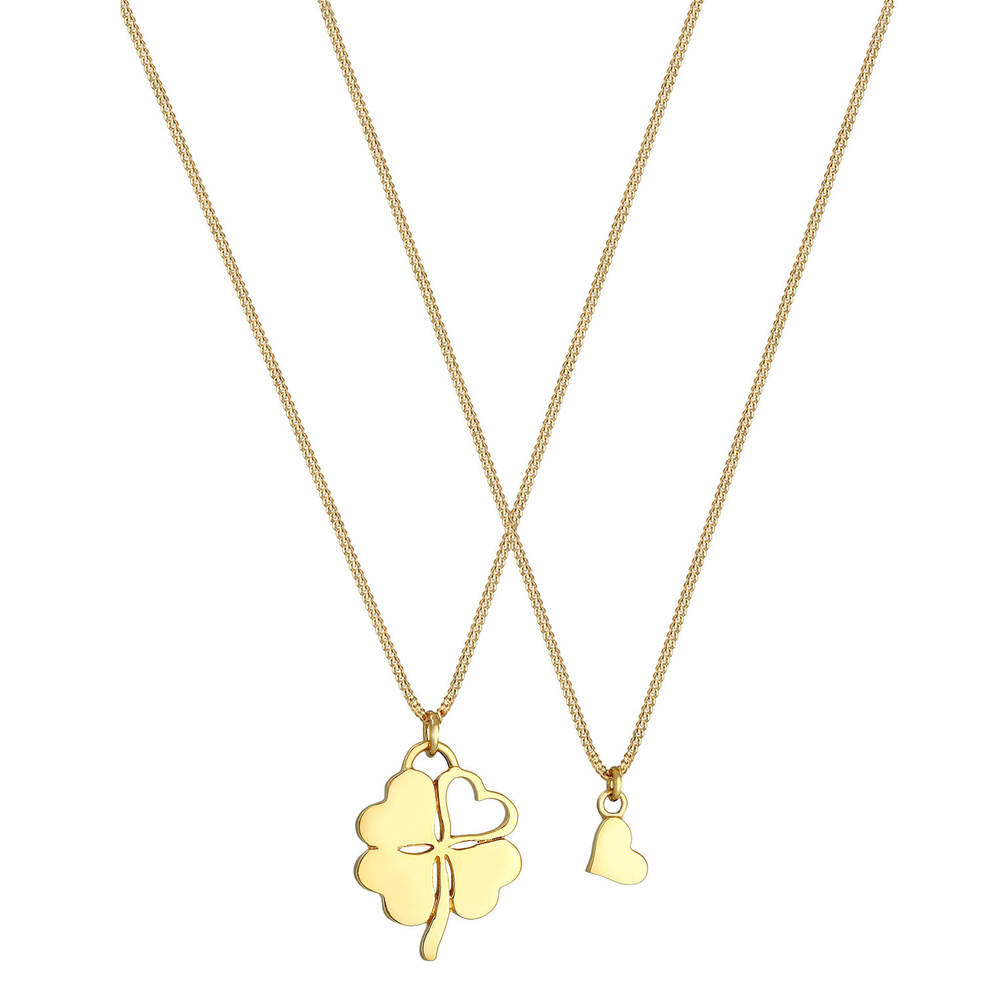 Elli Elli Collier Pendentif en forme de trèfle en forme de cœur en argent sterling 925 Bijoux