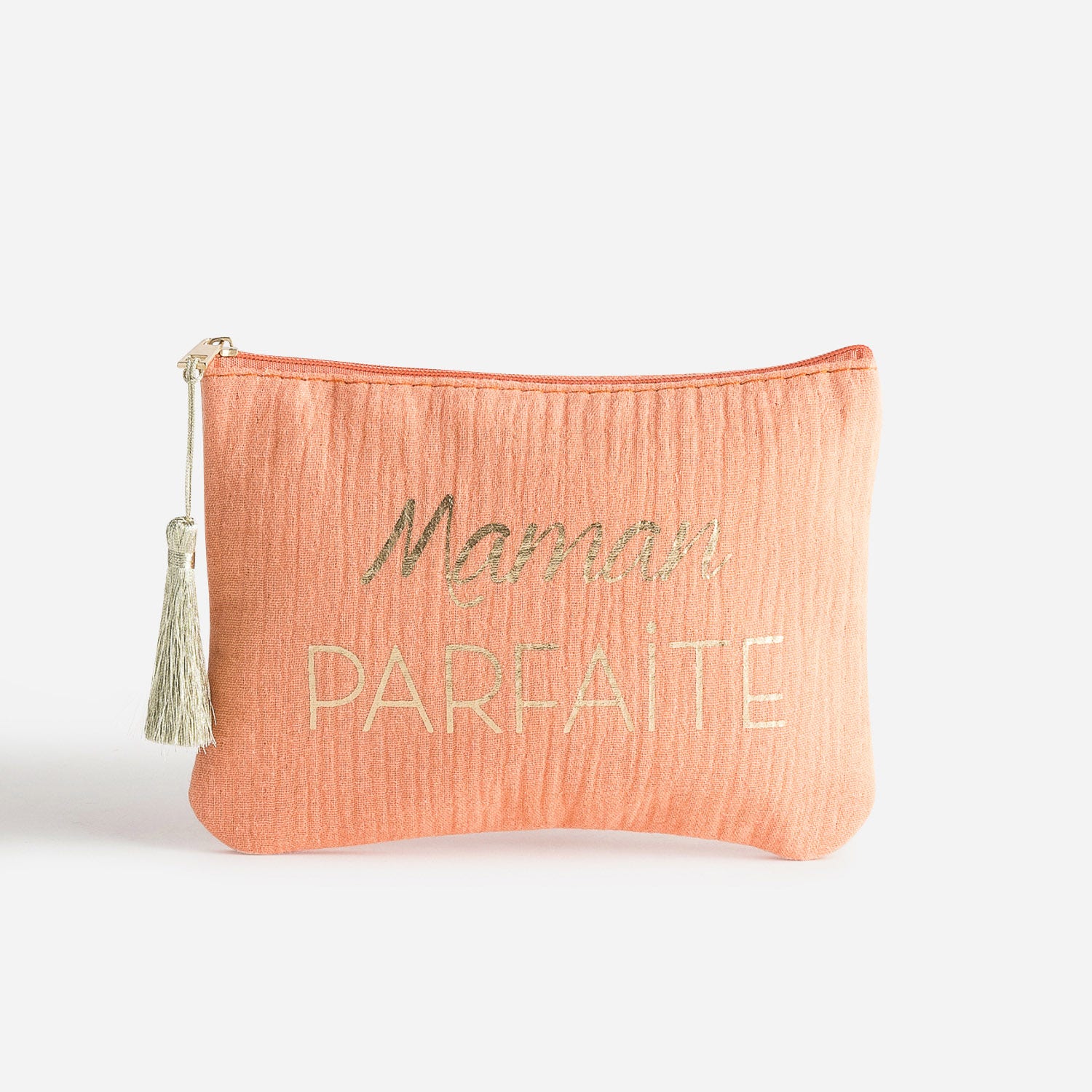 Pochette corail avec message doré