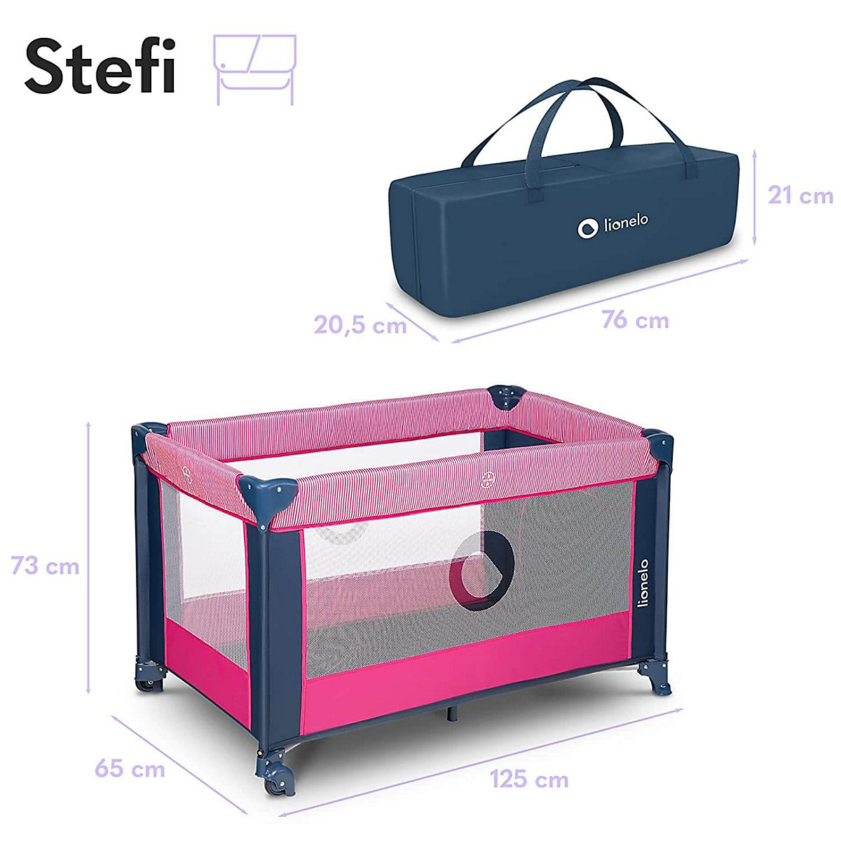 Beistellbett Stefi Pink Rose Baby Laufstall Kinderbett Reisebett ab Geburt bis 15 kg Laufstall