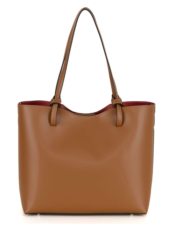 Mia Tomazzi Leder-Schultertasche in Hellbraun - (B)31 x (H)26 x (T)14 cm günstig kaufen onesize