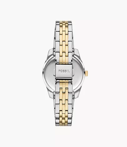 Fossil Uhr Scarlette 3-Zeiger-Werk Datum Edelstahl Bicolor