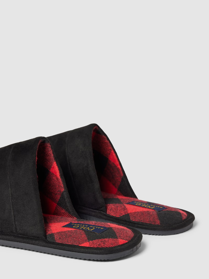 Hausschuhe mit Label-Stitching Modell 'KLARENCE' in schwarz