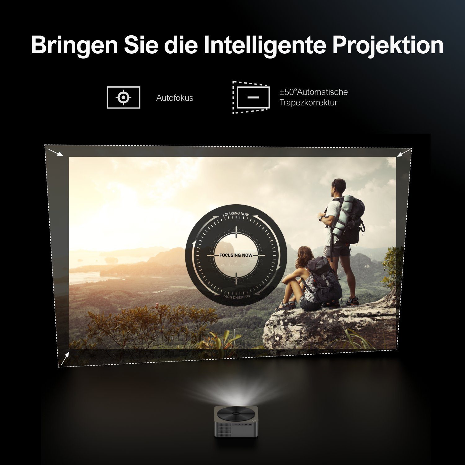 Ultimea P40 LCD-Beamer (21000 lm, 15000:1, 1920 x 1080 px, 2.4G/5GHz Dual WiFi Smart Beamer)