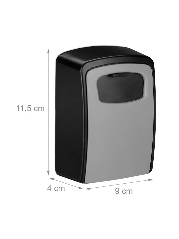 relaxdays Schlüsseltresor in Schwarz/Grau - (B)9 x (H)11,5 x (T)4 cm günstig kaufen onesize