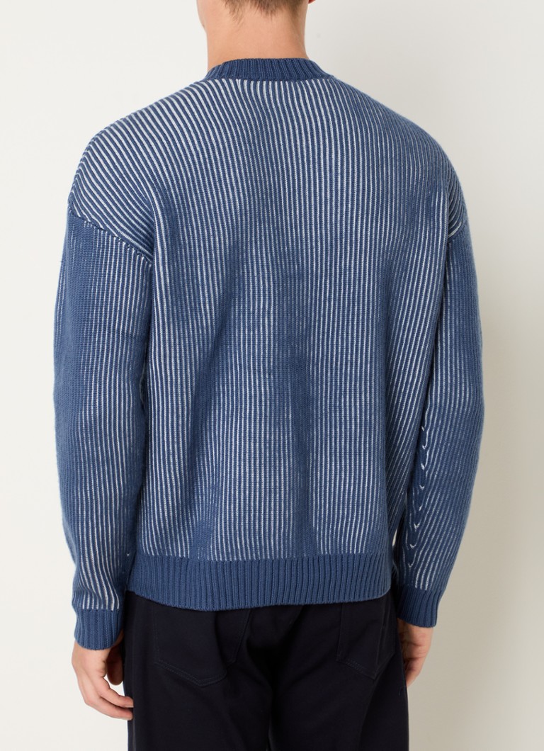 Emporio Armani Rib-knit sweater in virgin wool blend with knitted-in logo