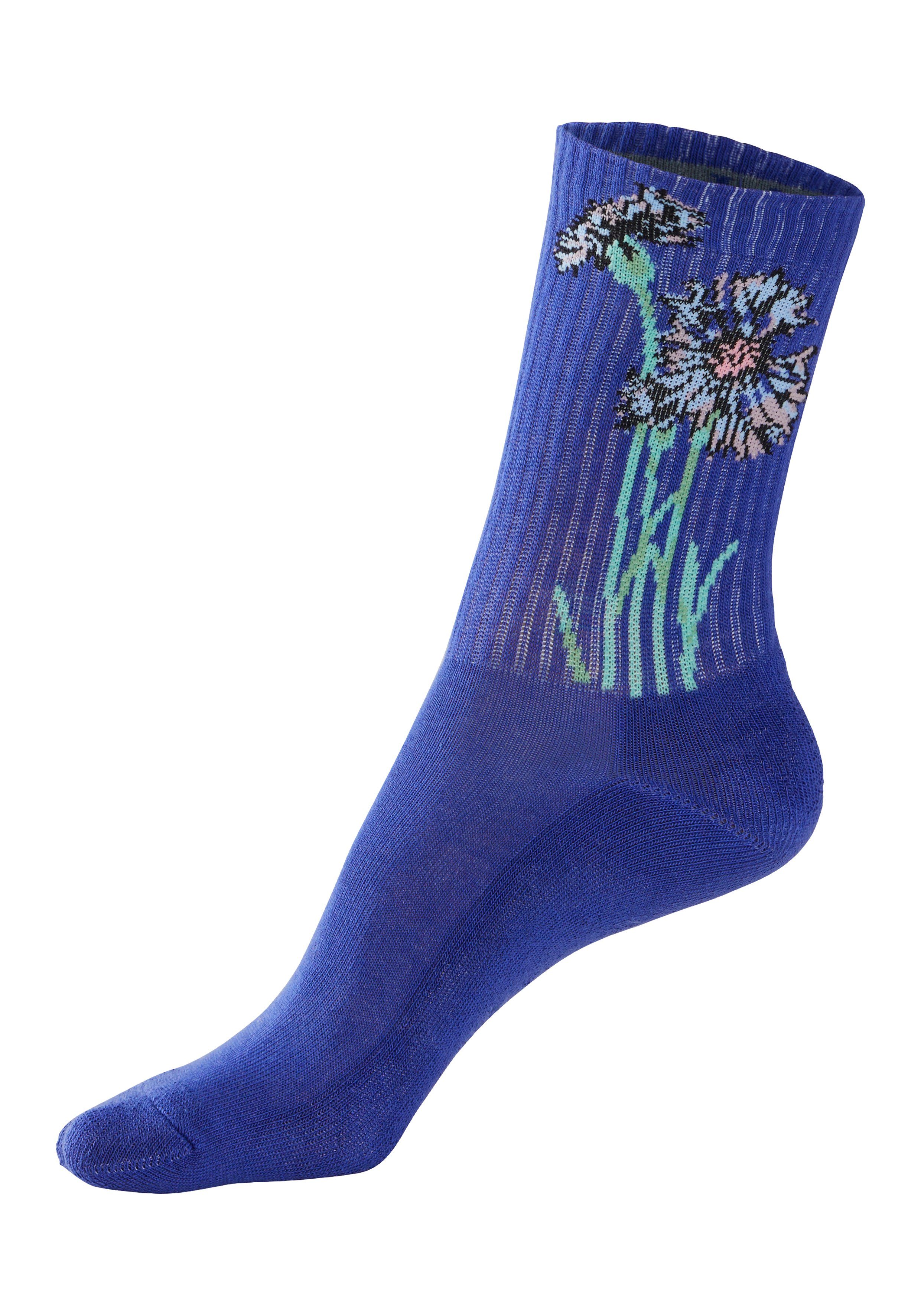 LASCANA Basicsocken (Packung, 4-Paar) mit eingestrickten Blumen Motiven