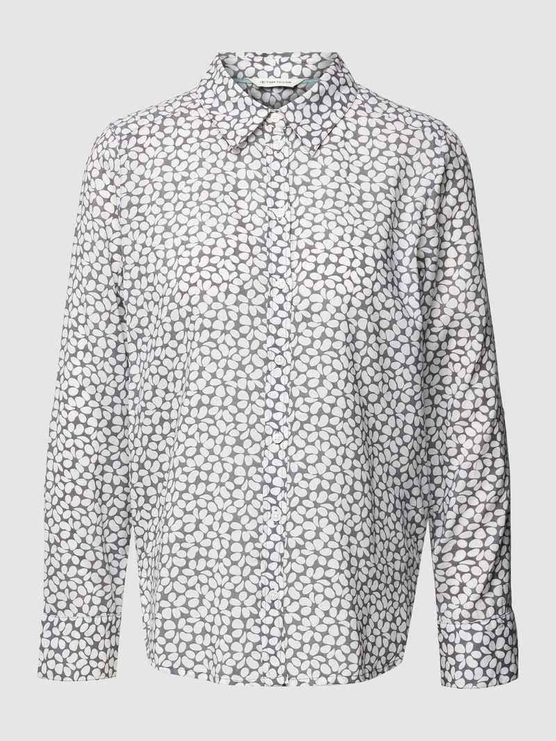 Bluse mit Allover-Muster in hellgrau