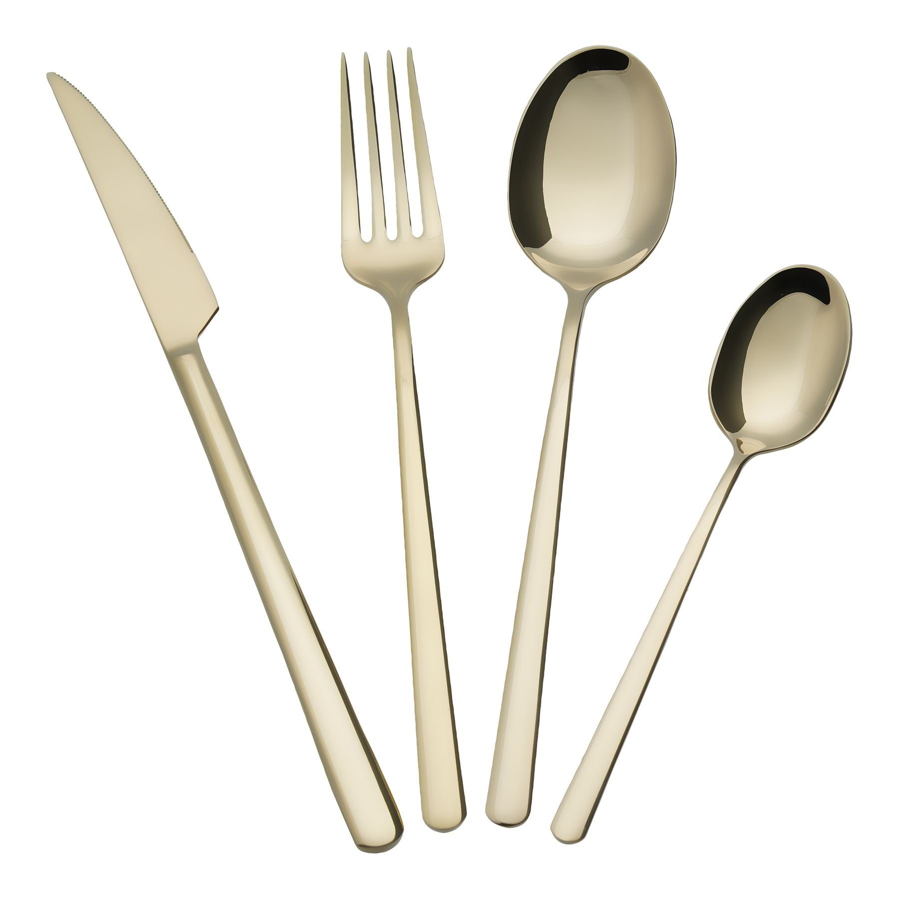 Asphald Besteck-Set Mariza Premium PVD Champagner Besteck Set 6 Personen, Ausgewogenes Gewicht - liegt perfekt in der Hand