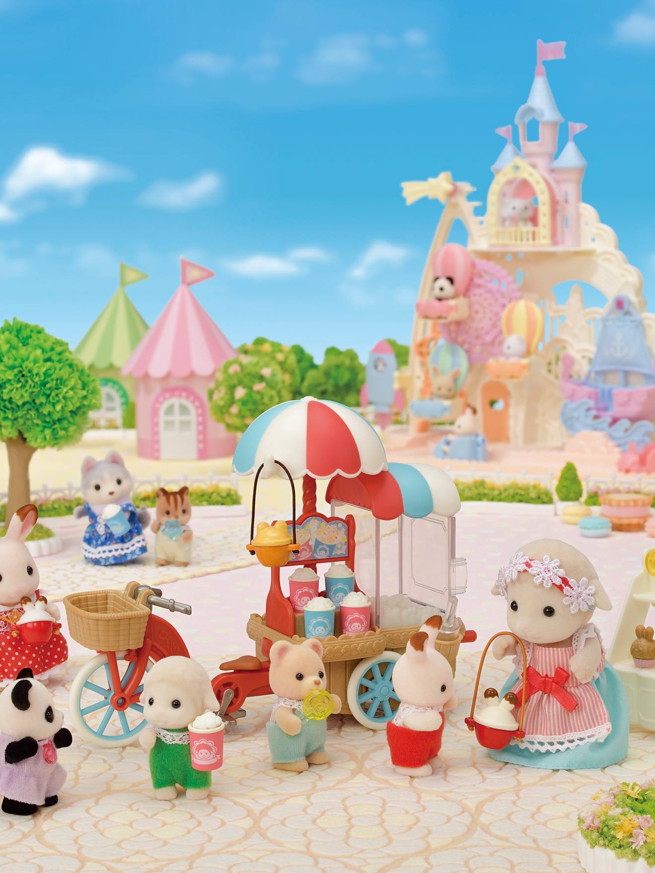 La maman mouton et son stand de popcorn SYLVANIAN FAMILIES blanc