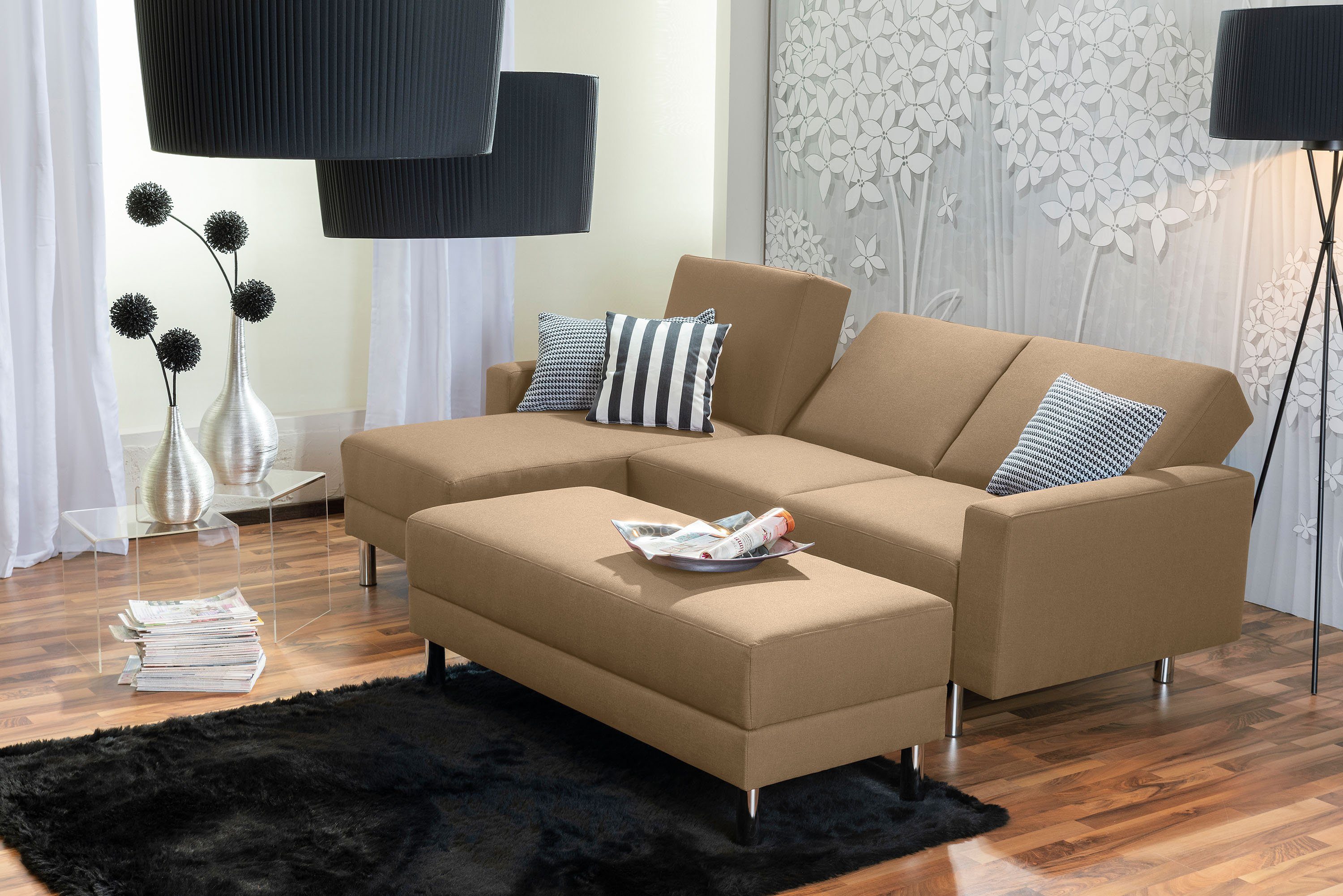 Max Winzer® Loungesofa Just Fashion Funktionssofa Flachgewebe sand, 1 Stück, Made in Germany