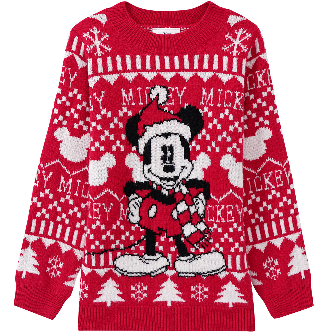 Micky Maus Weihnachtsstrickpullover rot / weiss