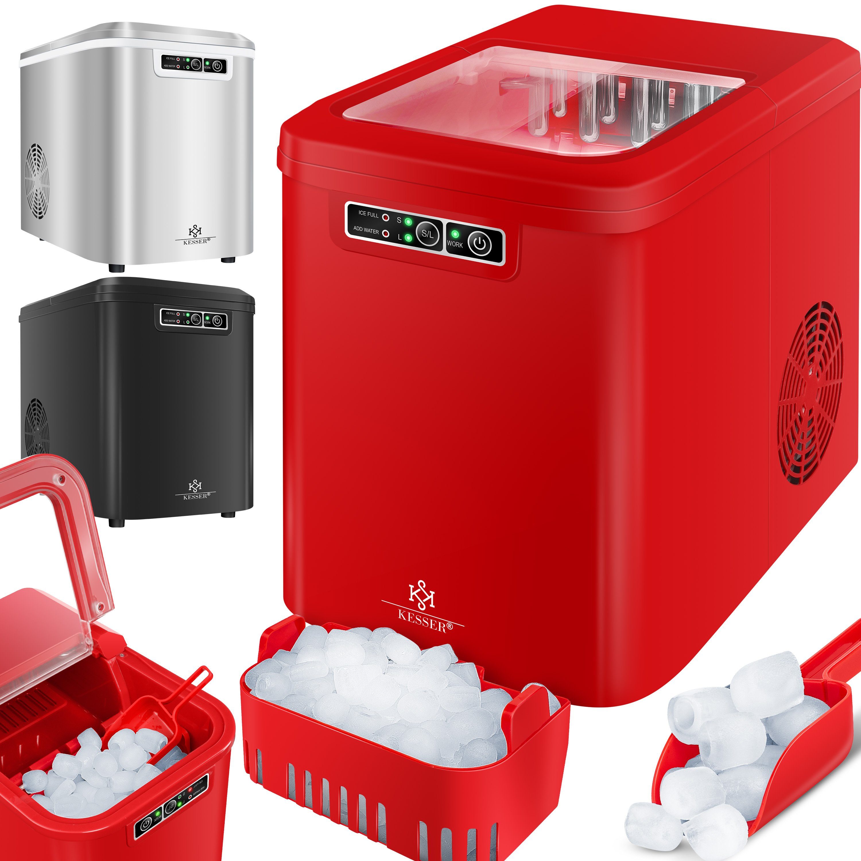 KESSER Eiswürfelmaschine, Eiswürfelbereiter Eiswürfelmaschine Edelstahl Ice Maker
