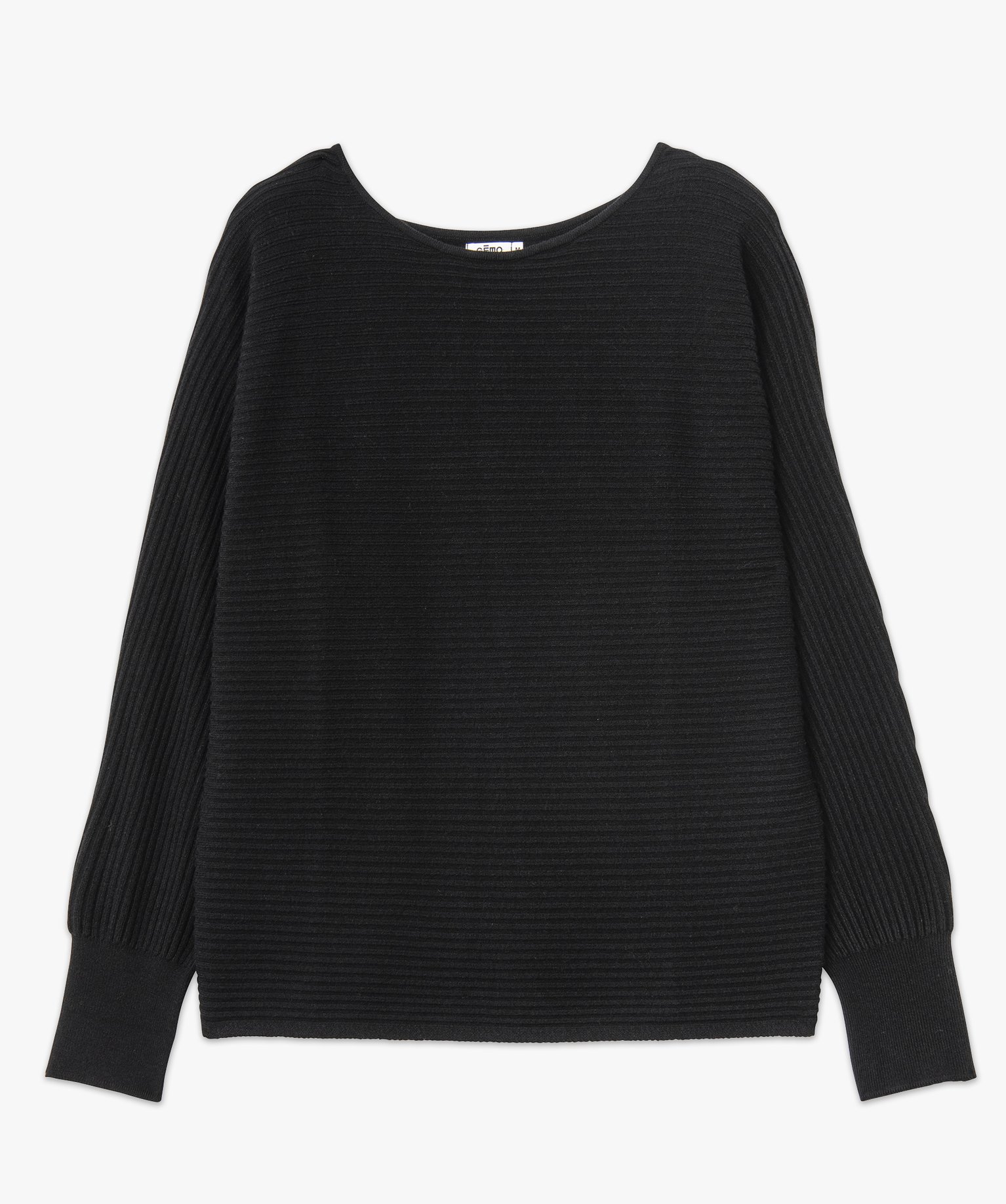 Pull en maille ctelée avec manches chauve-souris femme noir | GEMO