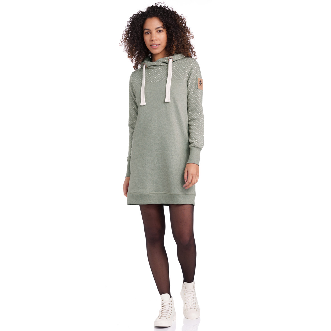 Damen Sweatkleid mit Schalkragen