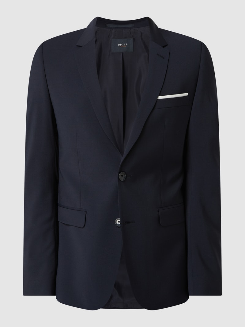 Extra Slim Fit 2-Knopf-Sakko mit Stretch-Anteil Modell 'Nate' in marineblau