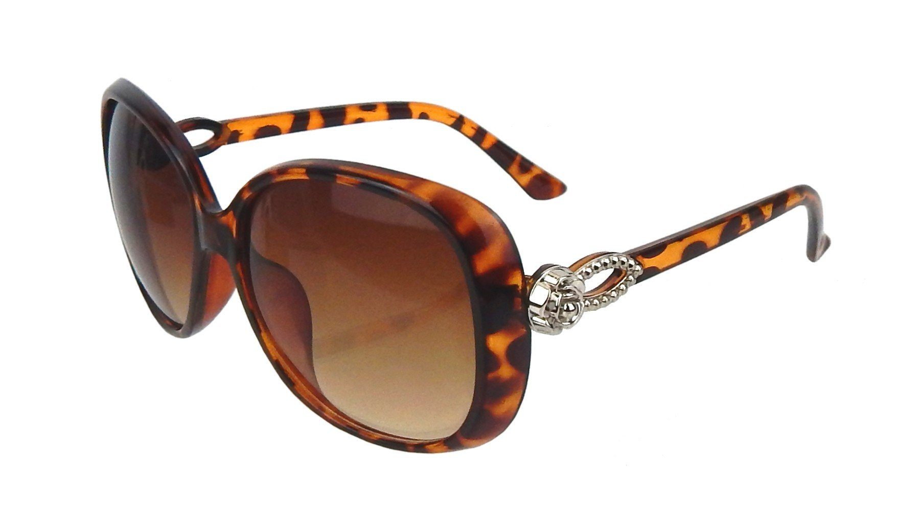 Ella Jonte Sonnenbrille stylishe Statement-Brille Horn-Optik mit silberfarbener Verzierung