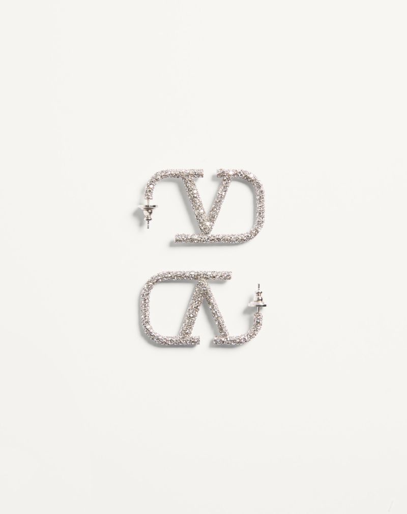 Brincos com a assinatura VLogo em metal e cristais Swarovski®
