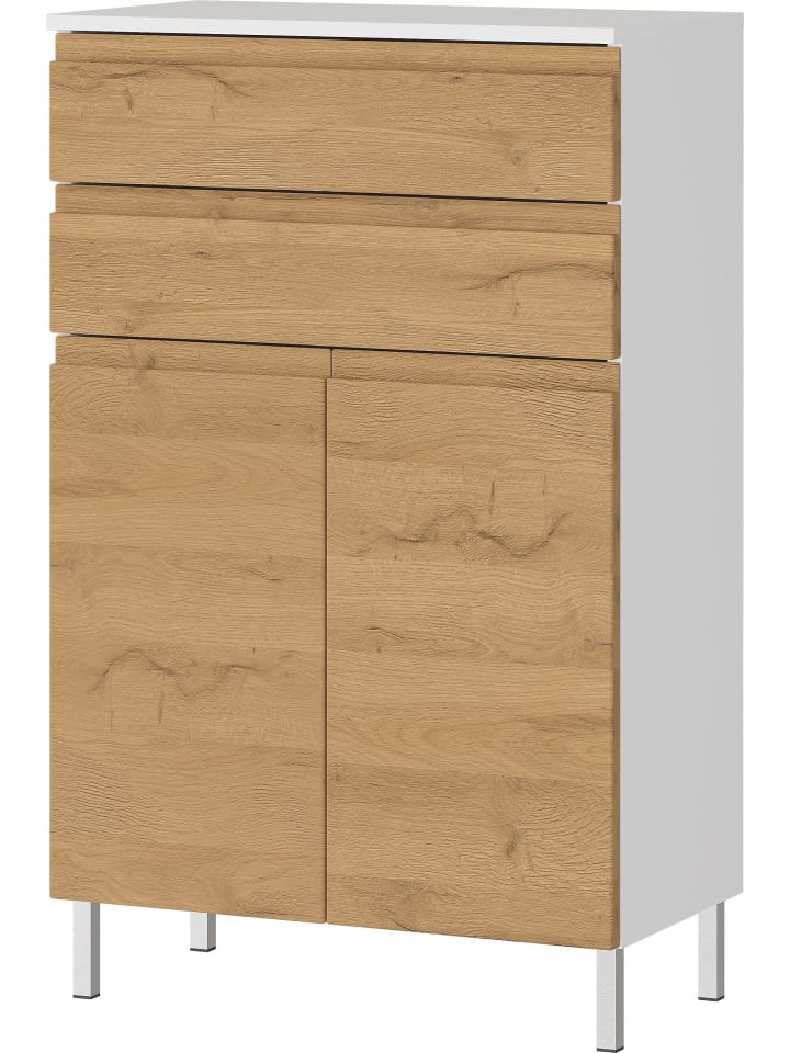 KADIMA DESIGN Kommode mit Schubladen, 60x34x97 cm, Badezimmerschrank, Weiß/Braun günstig kaufen onesize