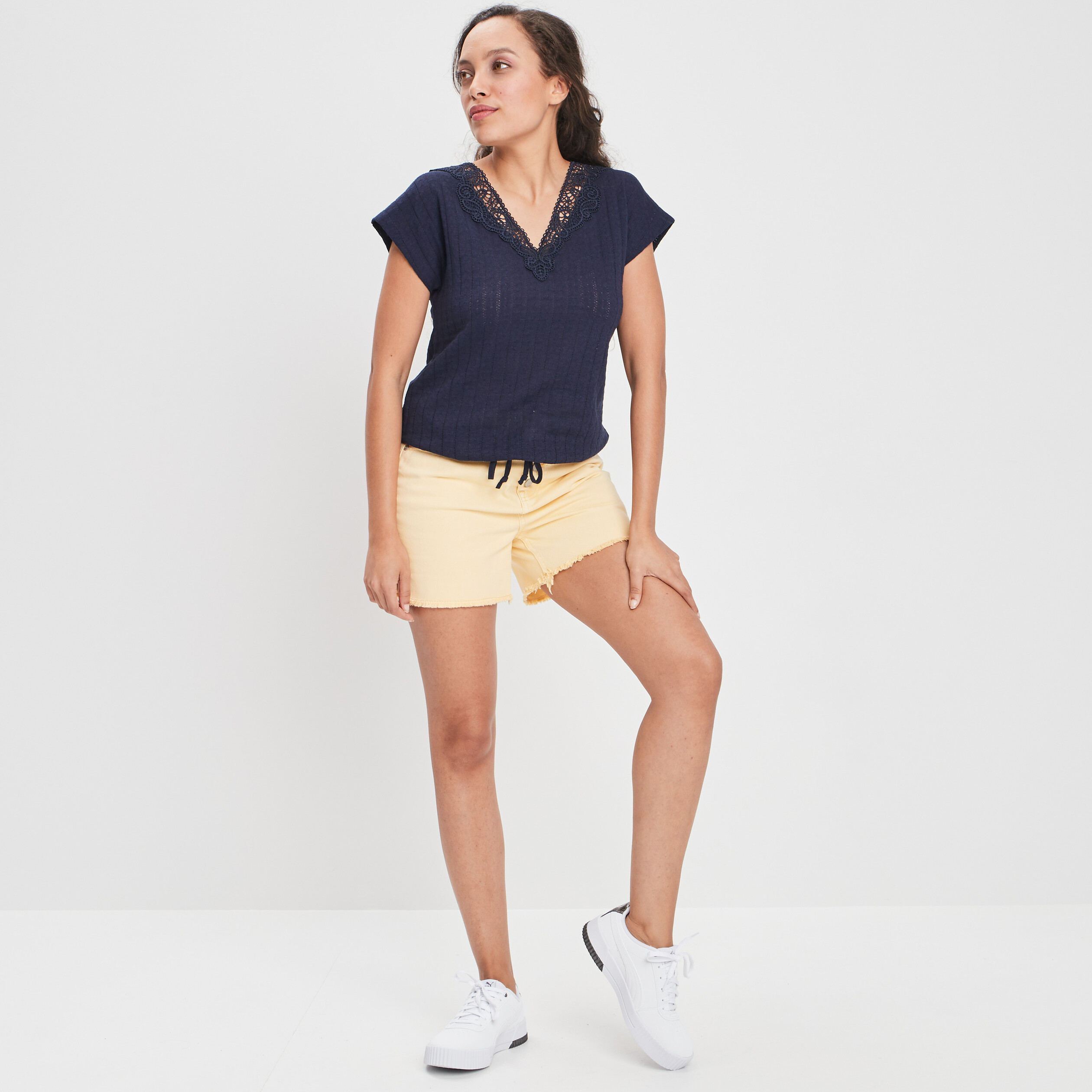 T-shirt manches courtes bleu marine femme | La Halle