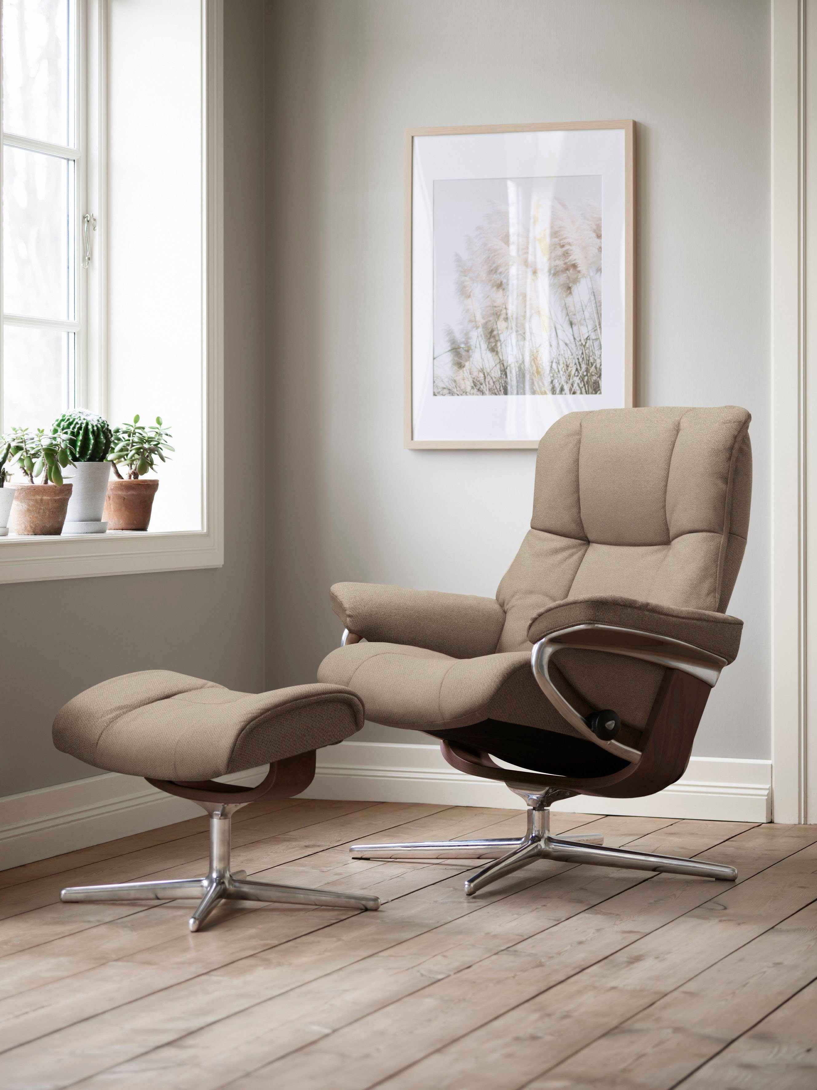 Stressless® Relaxsessel Mayfair (Set, Relaxsessel mit Hocker), mit Hocker, mit Cross Base, Größe S, M & L, Holzakzent Braun