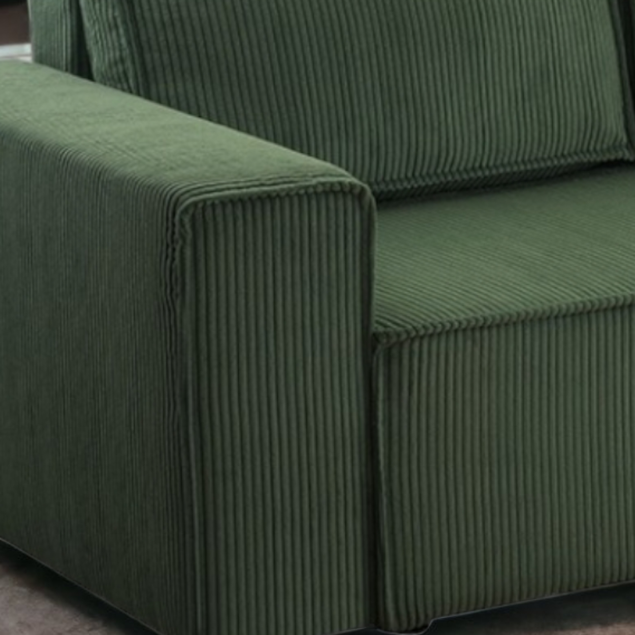 Möbel Punkt Wohnlandschaft Ecksofa Dark Green Genf Cord XL mit Bett Kopfteilverstellung Bett Sofa Schlafsofa Ottomane rechts links universell
