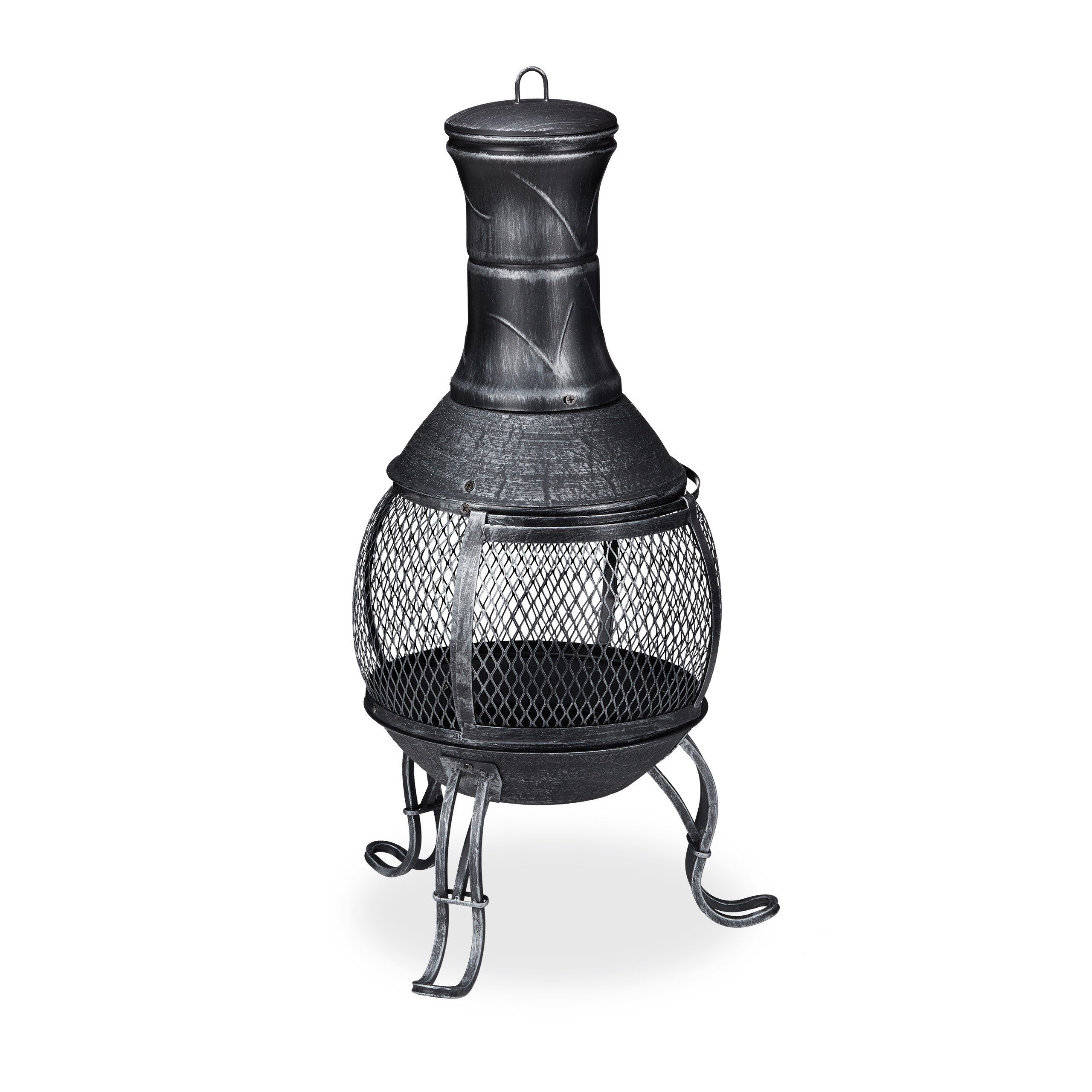 relaxdays Feuerschale Aztekenofen für Garten grau